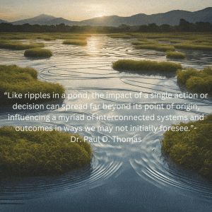 Ripples on a pond with a quote.